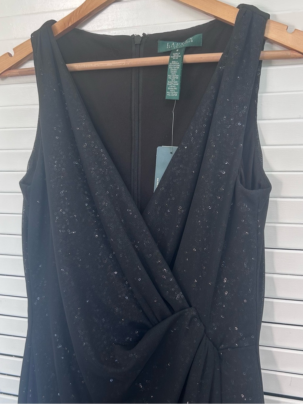 🖤MAKE OFFER Lauren Ralph Lauren Black Sequin Sleeveless V-Neck Cocktail Dress 8 - Picture 3 of 8